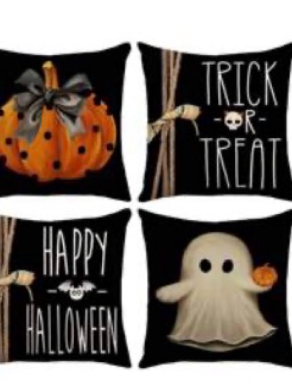 Halloween Decorative Pillow Cover Set - Black & Orange Holiday Throw Pillows